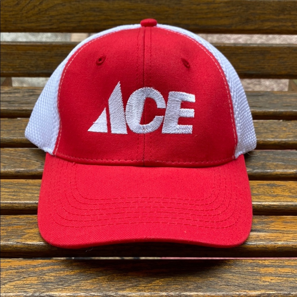 ACE Hardware 6 panel mesh back hat red white cap NWOT